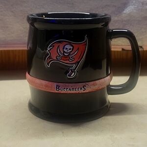 Tampa Bay NFL Buccaneers coffee mug. Black, solid, mirror like black finish.